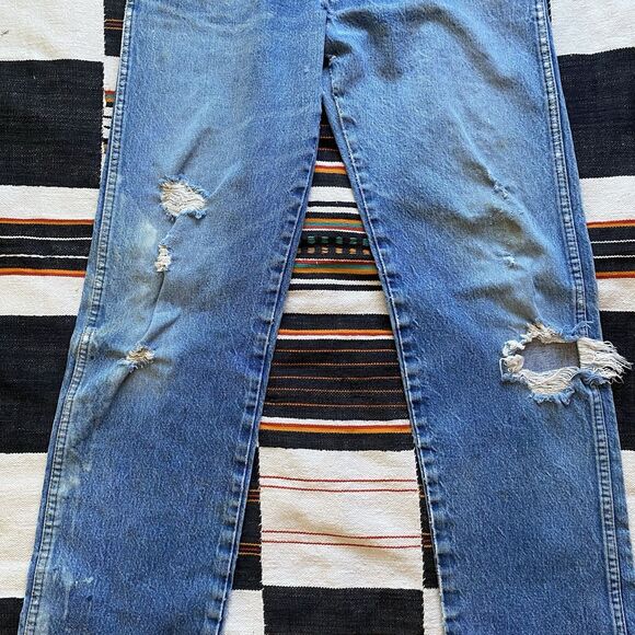 Vintage Wrangler Distressed 100% Cotton Jeans. USA. 31/34. Workwear. Western. - Picture 6 of 15